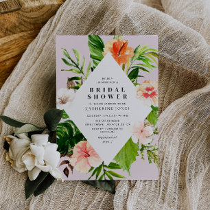 Invitation palmier tropical moderne douche feuille