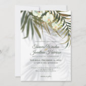 Invitation Palmier Tropical & Ombres Orchidées Beach Wedding (Devant)