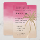Invitation Palmier Tropical Or Rose Pêche (Devant / Derrière)