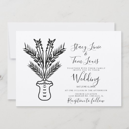 Invitation Palmier Tropical Posé Main Dessinée Terre (Devant)