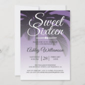 Invitation Palmier tropical Purple Sweet 16 16e anniversaire (Devant)