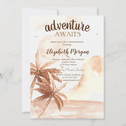 Invitation Palmier Tropical Rustique (Devant)
