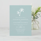 Invitation Palmier tropical Verre de mer Mariage minimal de p (Debout devant)