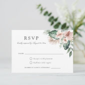 Invitation Palmier tropical vert Floral Blush Wedding RSVP (Debout devant)