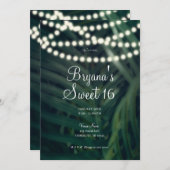 Invitation Palmier Tropical Vert foncé Feuilles & Lumières Sw (Devant / Derrière)