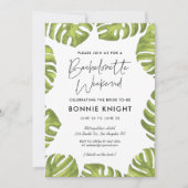 Invitation Palmier vert tropical feuille Bachelorette Week-en (Devant)