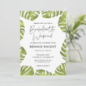 Invitation Palmier vert tropical feuille Bachelorette Week-en (Debout devant)