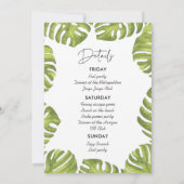 Invitation Palmier vert tropical feuille Bachelorette Week-en (Dos)