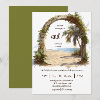 Invitation Palmier Whimsical Tropical Boho Beach Wedding