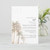 Invitation Palmiers 80e anniversaire de fête aquarelle (Debout devant)