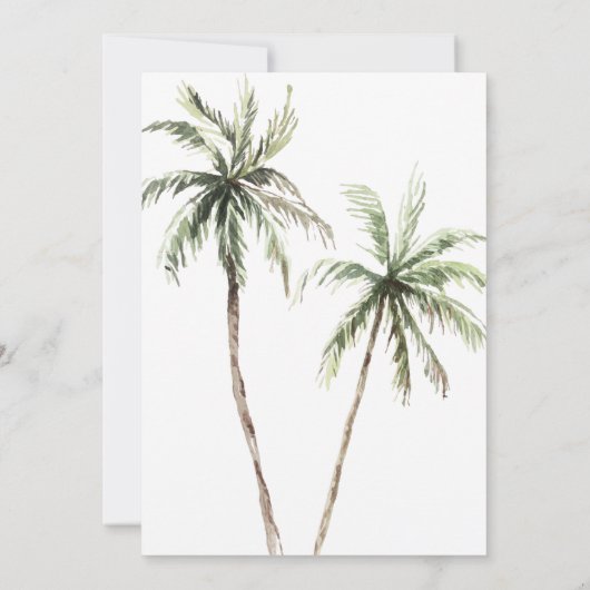 Invitation Palmiers Aquarelle Plage tropicale Mariage (Dos)