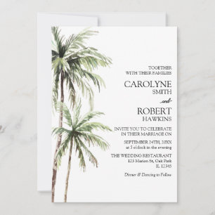 Invitation Palmiers Aquarelle Plage tropicale Mariage
