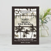Invitation Palmiers Beach Party Tropical White Hot Glam (Debout devant)