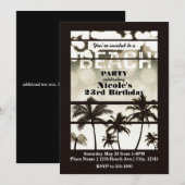 Invitation Palmiers Beach Party Tropical White Hot Glam (Devant / Derrière)
