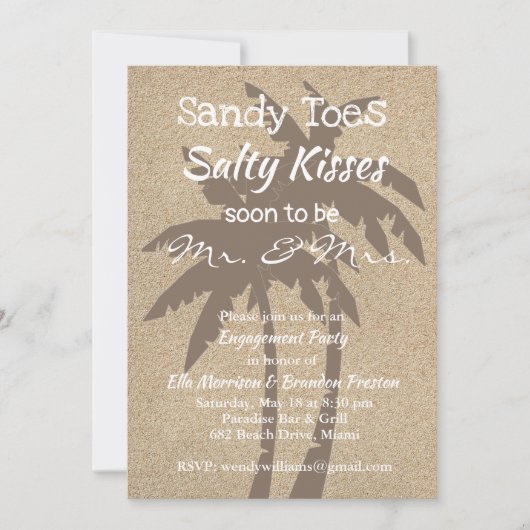 Invitation Palmiers & Beach Sand Engagement Party (Devant)