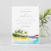 Invitation Palmiers Côtiers Tropical Seascape Beach Mariage (Debout devant)