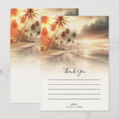 Invitation Palmiers & Coucher de Soleil Orange Mariage sur la (Devant / Derrière)
