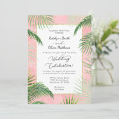Invitation Palmiers de corail Mariage d'huile d'or botanique (Debout devant)