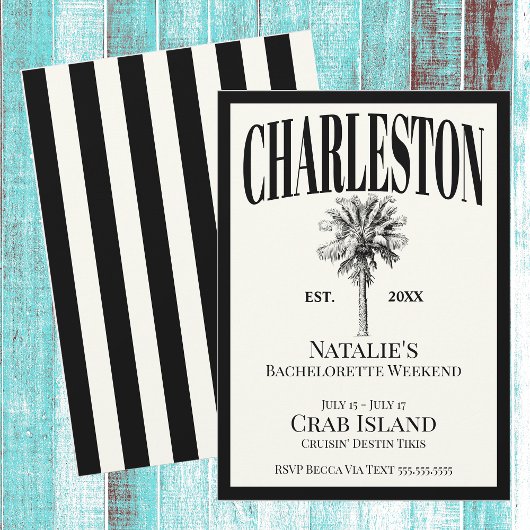 Invitation Palmiers de luxe Charleston Bachelorette côtière