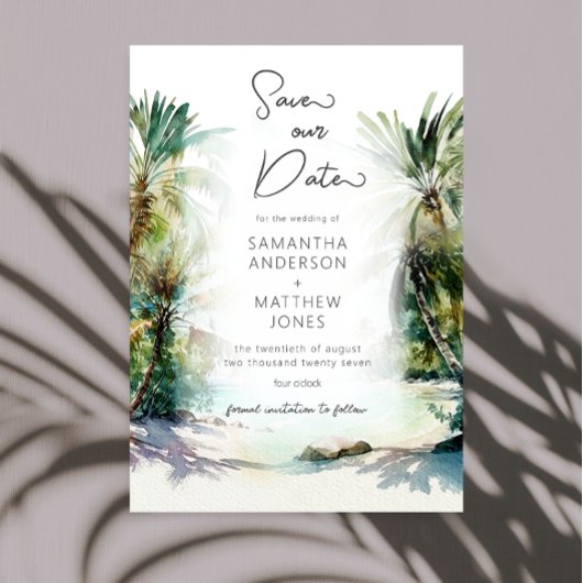 Invitation Palmiers De Plage Tropical Sauvez La Date