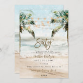 Invitation Palmiers de plage tropicaux 60e anniversaire (Devant / Derrière)