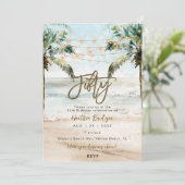 Invitation Palmiers de plage tropicaux fête du 50e anniversai (Debout devant)