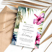 Invitation Palmiers de plage tropicaux hibiscus mariage modèl