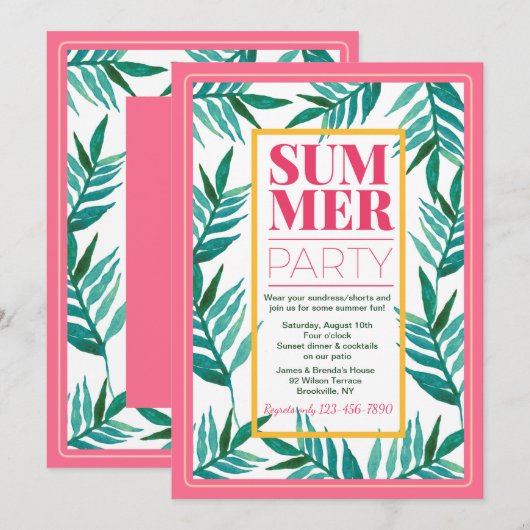 Invitation Palmiers d'été (Devant / Derrière)