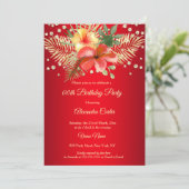 Invitation Palmiers d'or jaune rouge fleuris Anniversaire (Debout devant)