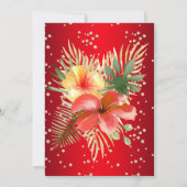 Invitation Palmiers d'or jaune rouge fleuris Anniversaire (Dos)