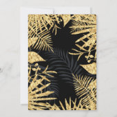 Invitation Palmiers d'or noir tropical Champagne fête d'anniv (Dos)