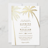 Invitation Palmiers Élégant Moderne Code QR Doré Mariage (Devant)