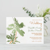 Invitation Palmiers en cuivre tropical Elégant Mariage de pla (Debout devant)