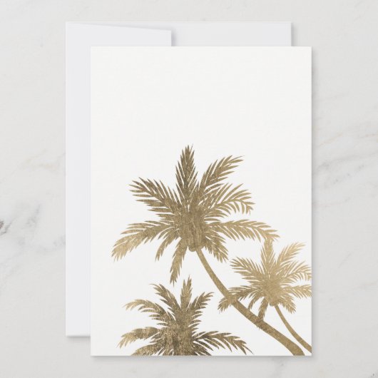 Invitation Palmiers en faux or moderne mariage élégant (Dos)