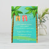 Invitation Palmiers et tongs, fête d'été (Debout devant)