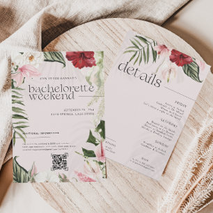 Invitation Palmiers Floraux Aquarelle Week-end Enterrement