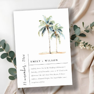 Invitation Palmiers minimaux Aquarelle Mariage tropical