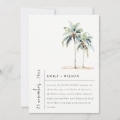 Invitation Palmiers minimaux Chic Couples Tropical Douche (Devant)