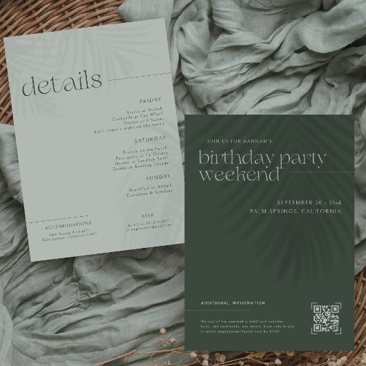 Invitation Palmiers minimaux modernes | Fin de semaine d'anni