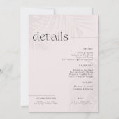 Invitation Palmiers minimaux modernes | Fin de semaine de bac (Dos)