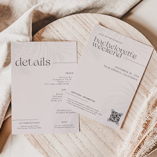 Invitation Palmiers Modernes Minimals | Week-end Enterrement