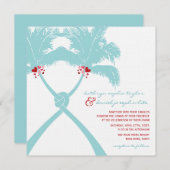 Invitation Palmiers noués Coeurs Plage tropicale Mariage (Devant / Derrière)