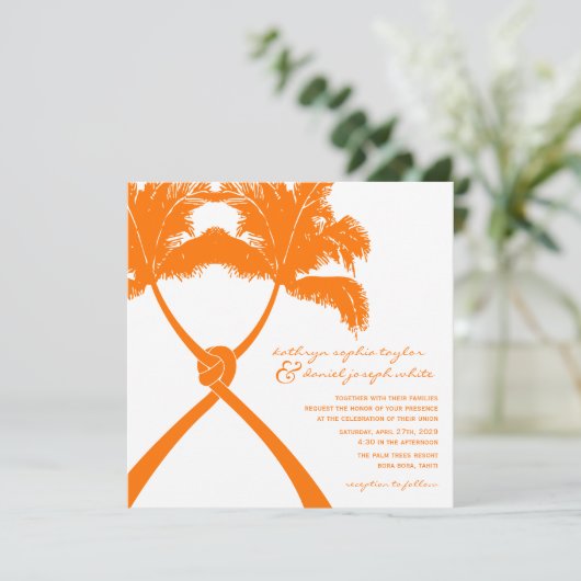Invitation Palmiers noués Destination Tropicale Mariage (Debout devant)