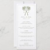 Invitation Palmiers noués Mariage tropical Conception du menu (Devant)