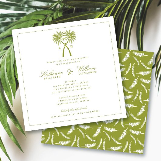Invitation Palmiers noués Monogram Beach Engagement Party