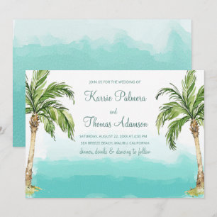 Invitation Palmiers océaniques   Mariage Watercolor Beach