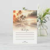 Invitation Palmiers & Orange Sunset Beach Merci de mariage (Debout devant)