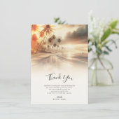 Invitation Palmiers & Orange Sunset Beach Merci de mariage (Debout devant)