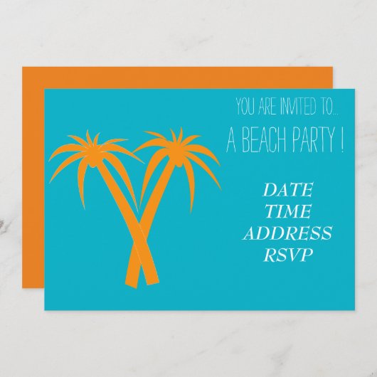 Invitation Palmiers orangés du Retro Beach (Devant / Derrière)