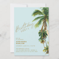 Palmiers | Pastel Sky Blue Beach Fête d'anniversai
